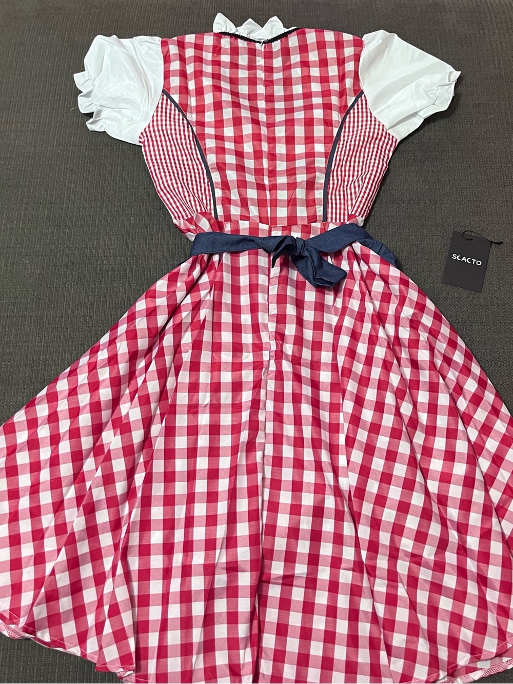 New Octoberfest Costume Dress in Red Check and Navy - Picture 2 of 4